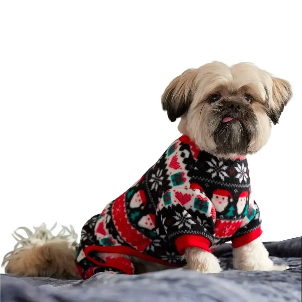 Frisco Santa Fair Isle Dog Cat Pajamas Sz M New $14 Fleece Small Pet PJs Holiday